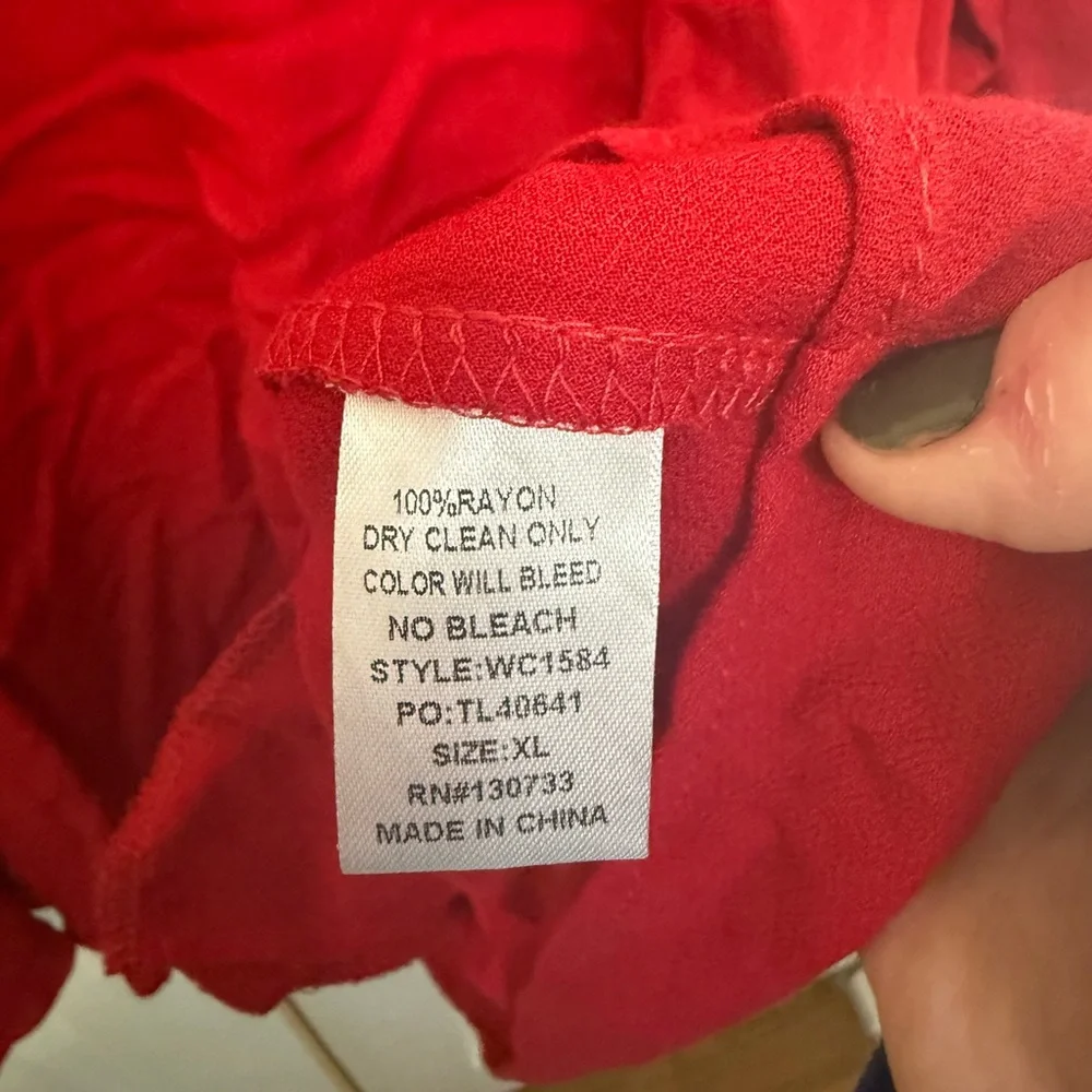 Umgee Red Embroidered Floral Tunic Dress Size XL Boho - Picture 7 of 7